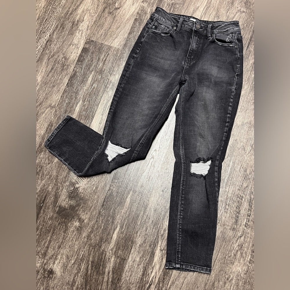 New KANCAN Distressed MOM Hi Rise ANKLE Crop JEANS 5 26